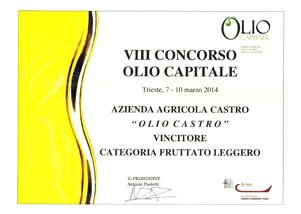 Attestato VIII Concorso Olio Capitale